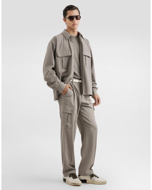Dolce & Gabbana Gray Wool Canvas Trousers for men