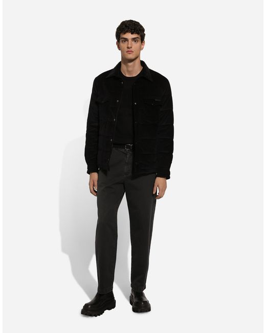 Dolce & Gabbana Black Quilted And Padded Corduroy Jacket for men