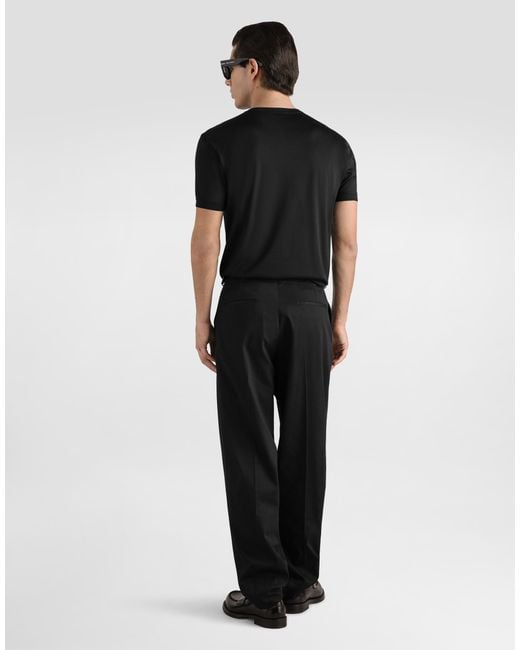 Dolce & Gabbana Black Silk Serafino T-Shirt for men