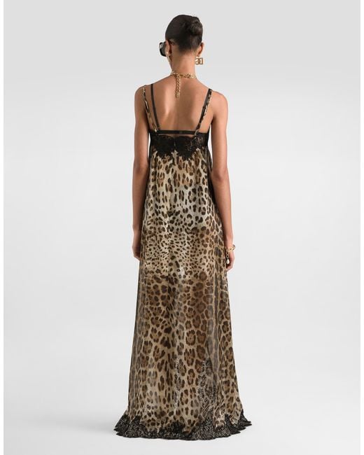 Dolce & Gabbana Natural Leo- Chiffon Slip Dress