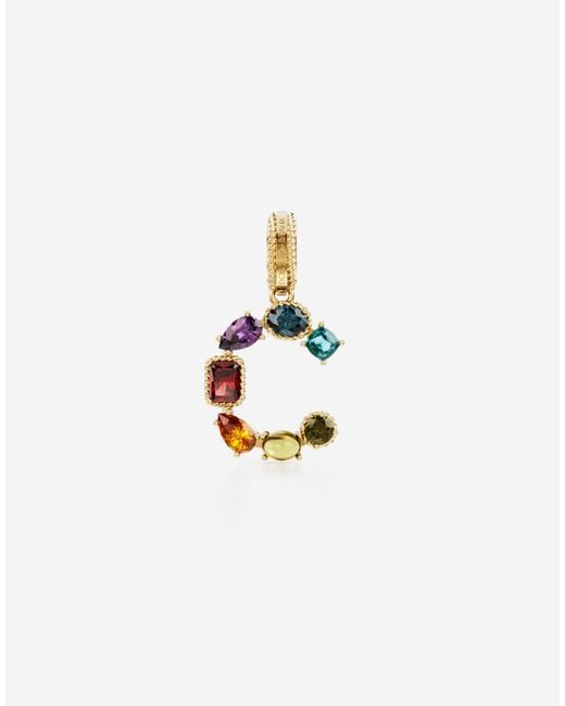 Dolce & Gabbana White Charm G Lettering 18-Carat And Multicolored Gems