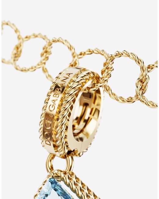 Dolce & Gabbana Metallic Charm T Lettering 18Kt And Multicolored Gems