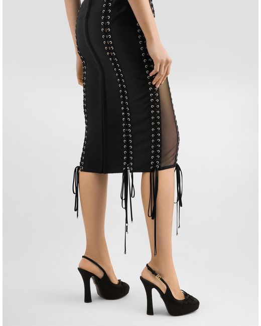 Robe Mi-Longue Avec Détails Façon Bustier Dolce & Gabbana en coloris Black