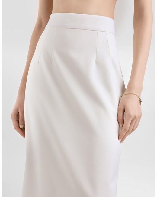 Dolce & Gabbana White Bi-Stretch Twill Pencil Skirt