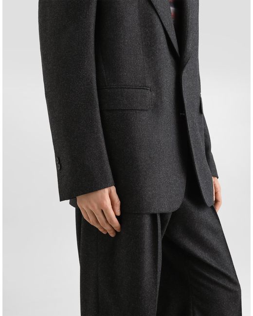 Dolce & Gabbana Black Sinatra Single-Breasted Wool Flannel Jacket for men