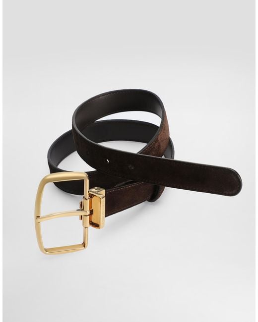 Dolce & Gabbana White Split Calfskin Belt With Dg Logo