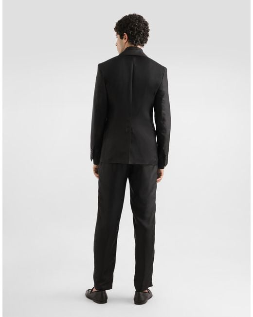 Dolce & Gabbana Black Silk Twill Jogging Trousers for men