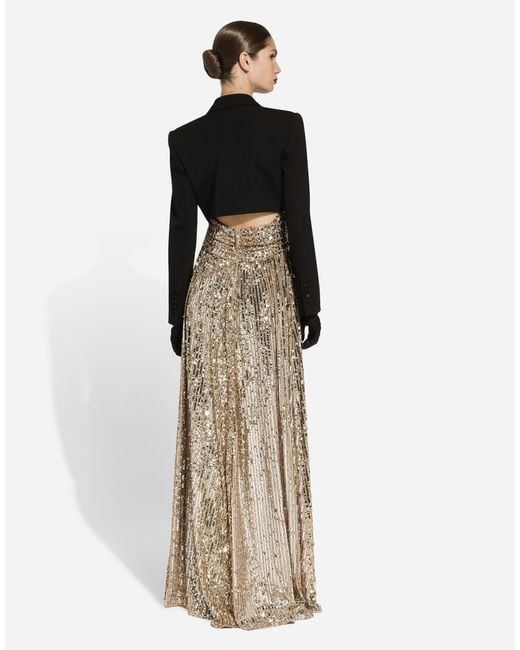 Dolce & Gabbana Natural Sequin-Detail Maxi Dress
