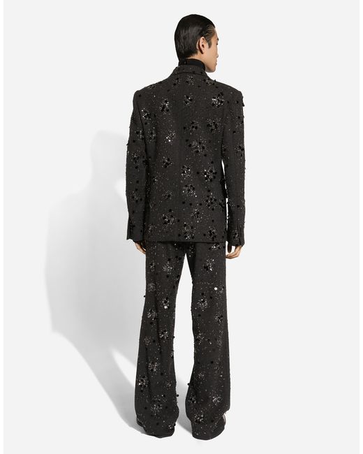 メンズ Dolce & Gabbana シシリアフィット エンブロイダリーウール ダブルブレスト ジャケット Black