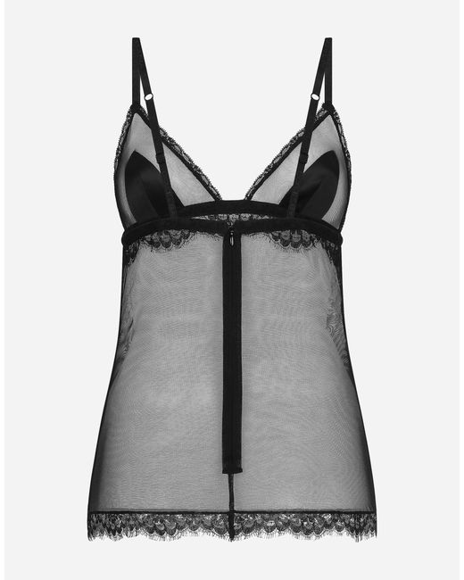 Dolce & Gabbana ランジェリータンクトップ チュール&レース Black
