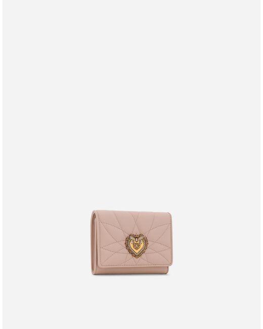 Dolce & Gabbana ディヴォーション ウォレット スモール マトラッセナッパレザー Pink
