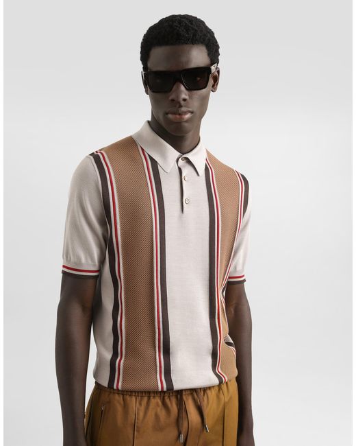 Dolce & Gabbana White Satin Silk Polo Shirt for men
