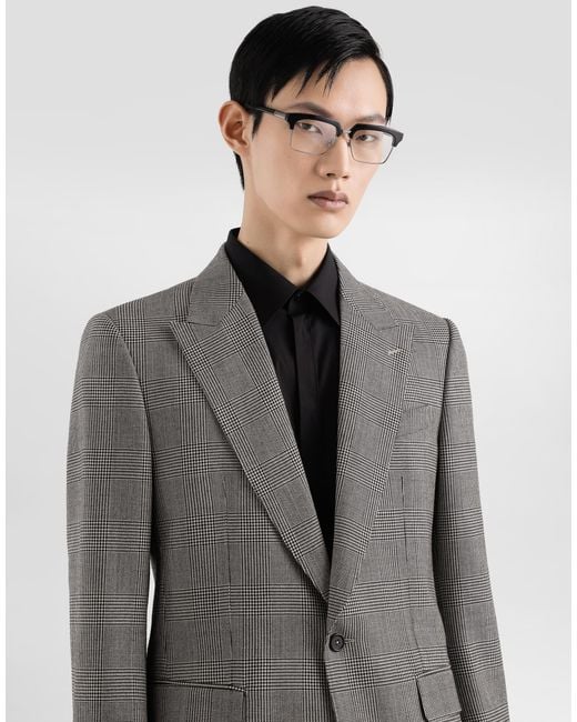 Dolce & Gabbana Gray Glen Plaid Single-Breasted Sicilia Light Jacket for men