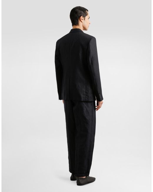 メンズ Dolce & Gabbana Double-Breasted Linen Fabric Jacket Black