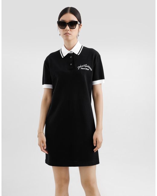 d&g dress black DOLCE & GABBANA Long-sleeved black jersey dress with DG embellishment Size 38/ S