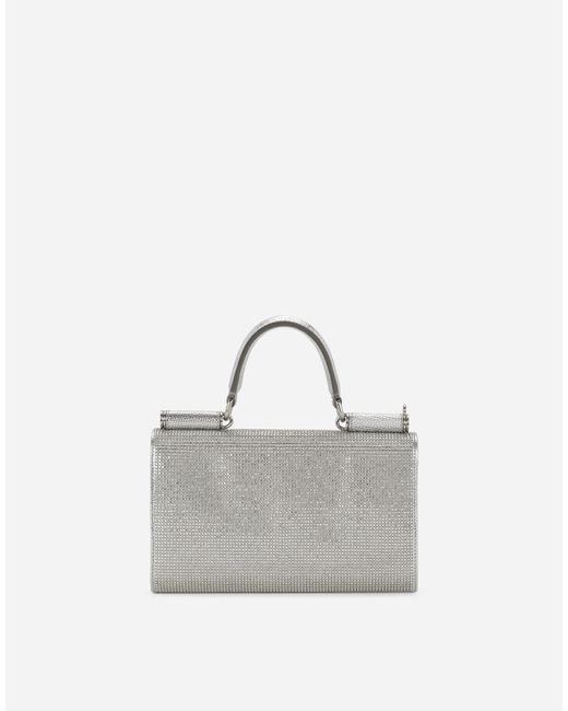 Dolce & Gabbana White Satin Phone Bag With Fusible Rhinestones
