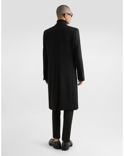 Dolce & Gabbana Black Single-Breasted Wool Coat for men