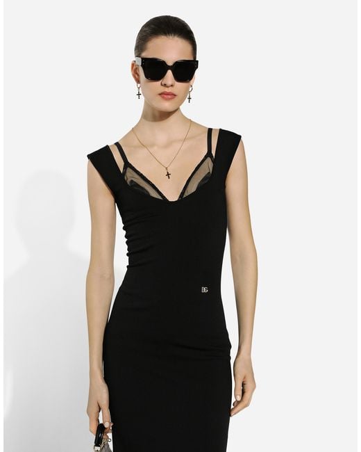 Dolce & Gabbana Black Sleeveless Viscose Knit Dress