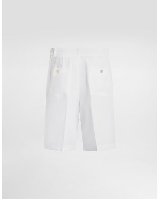 Dolce & Gabbana White Linen Jogging Trousers for men