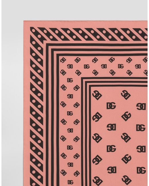 Dolce & Gabbana Red Silk Twill Foulard With All-Over Dg Logo (90X90)
