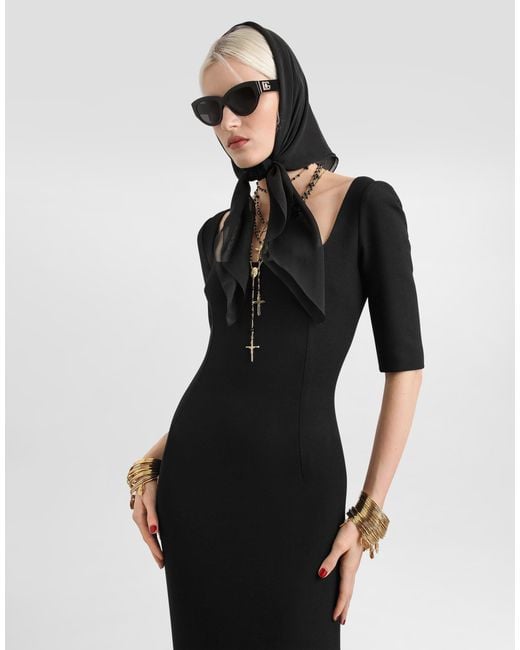 Dolce & Gabbana Black Double Wool Crêpe Dress