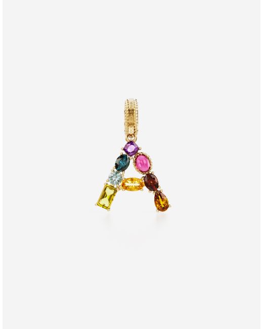 Dolce & Gabbana White Charm A Lettering 18-Carat And Multicolored Gems