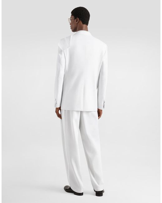 Dolce & Gabbana White Micro-Rib Trousers for men