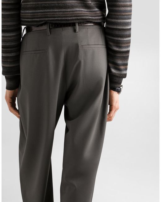 Dolce & Gabbana Gray Wool Trousers for men