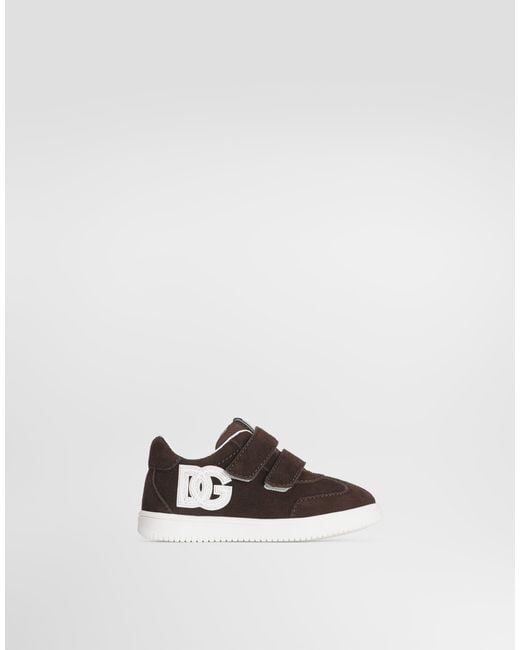 Dolce & Gabbana White Dg Original Velour Fabric Sneakers for men