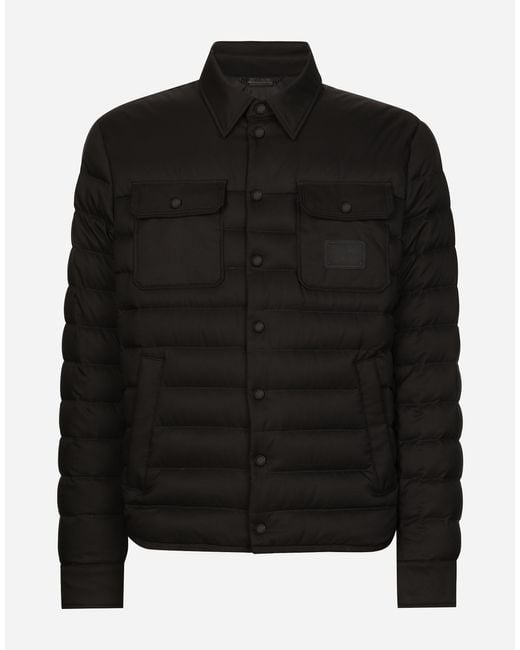 メンズ Dolce & Gabbana Padded Satin Jacket With Shirt Collar Black
