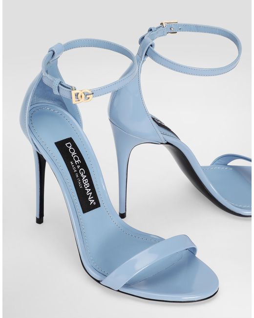 Dolce & Gabbana Blue Polished Calfskin Sandals