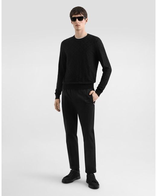 Dolce & Gabbana Black Silk Crewneck Pullover for men