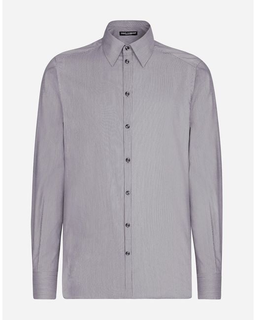 Dolce & Gabbana Blue Cotton Martini-Fit Shirt for men