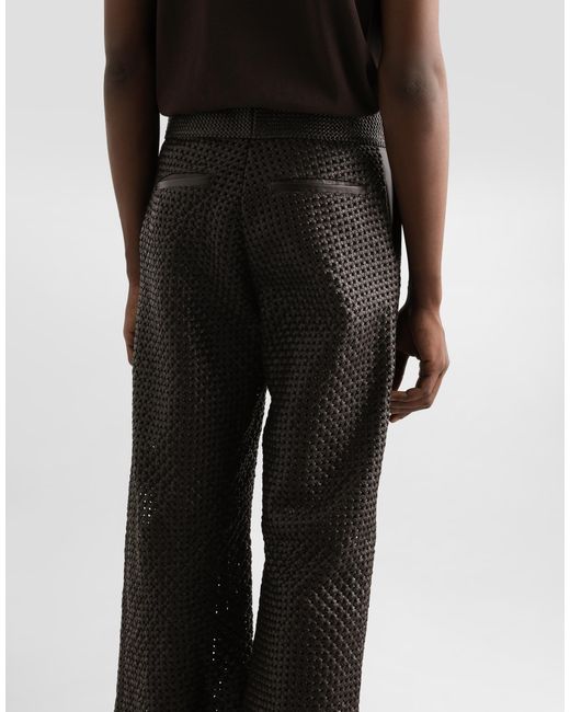 Dolce & Gabbana Multicolor Flared Woven Nappa Leather Pants for men