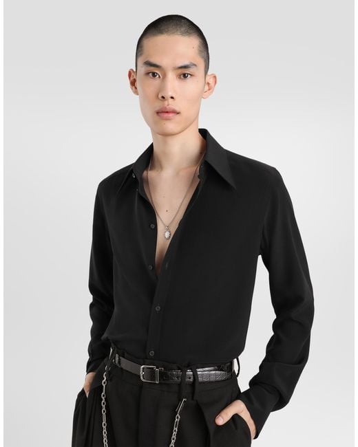 Dolce & Gabbana Black Crêpe De Chine Shirt for men
