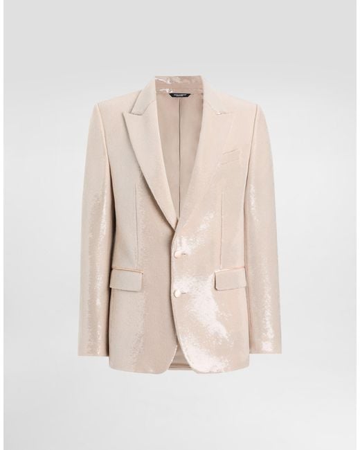 Single-Breasted Sicilia Light Jacket With Sequins Dolce & Gabbana de hombre de color Natural