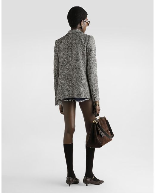 Dolce & Gabbana Gray Short Double-Breasted Coat