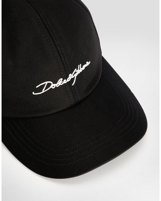 Dolce & Gabbana Black Logo-Emboridery Cotton Baseball Cap for men