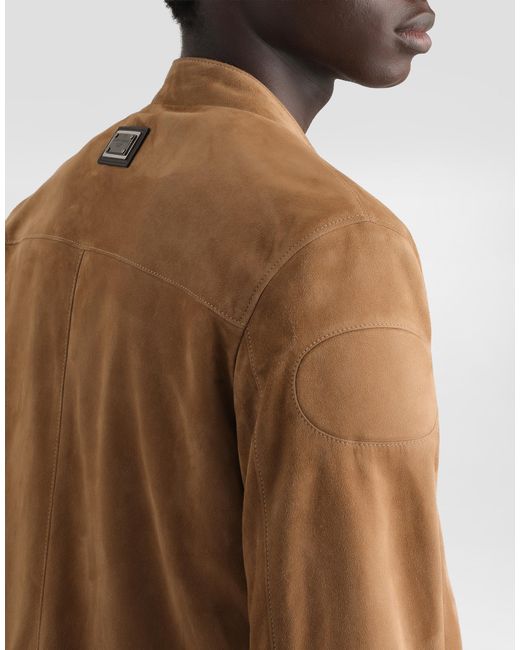 Dolce & Gabbana Natural Camel Suede Jacket for men
