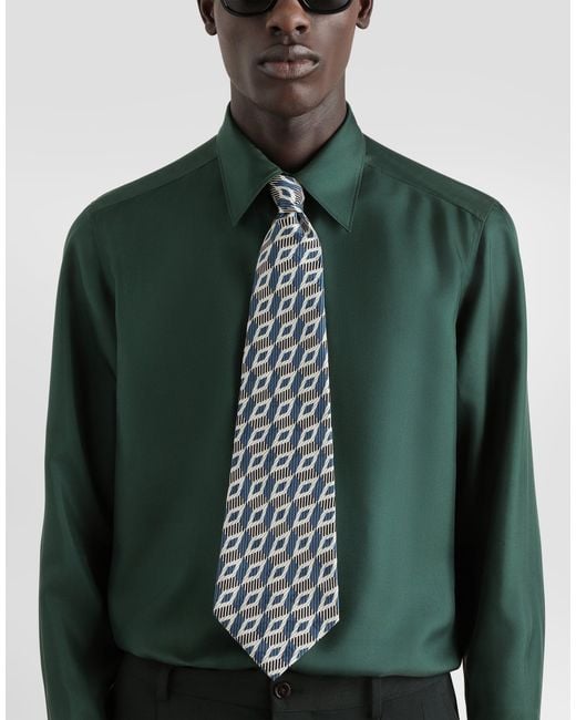 Dolce & Gabbana White Diamond-Shaped Jacquard Tie for men