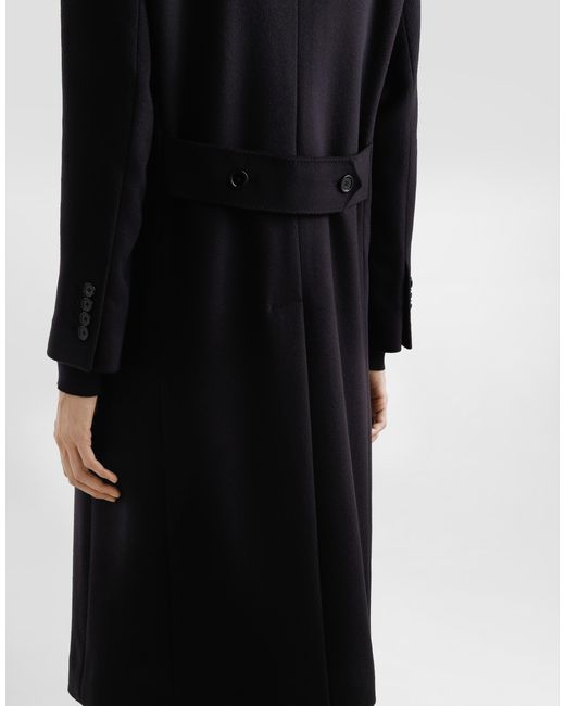 Dolce & Gabbana Black Single-Breasted Cashmere Coat for men