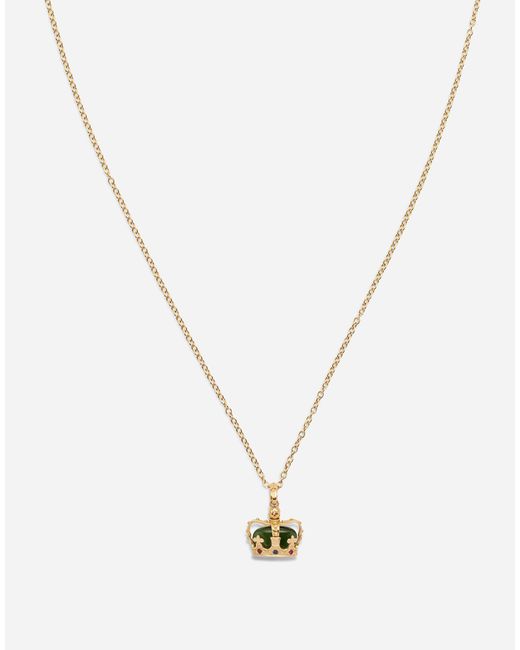 Dolce & Gabbana White Royal Pendant 18-Carat, Jade, Rubies, And Sapphire for men
