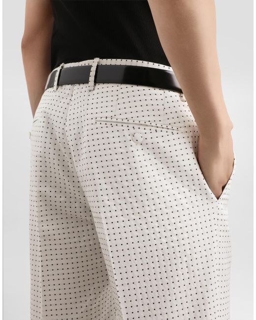 Dolce & Gabbana White Micro Pattern Jacquard Trousers for men