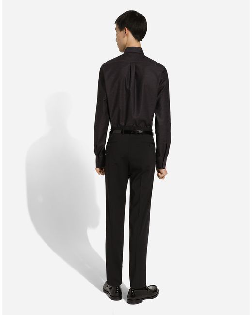 Dolce & Gabbana Black Cotton Martini-Fit Shirt for men
