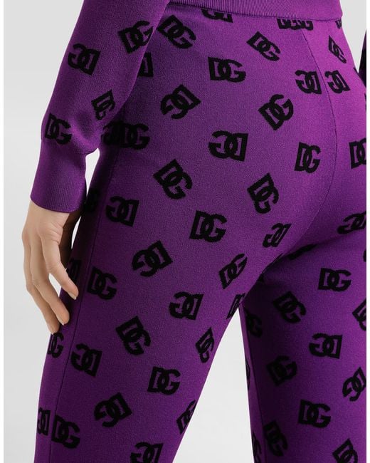 Dolce & Gabbana Printed Jacquard Leggings Purple