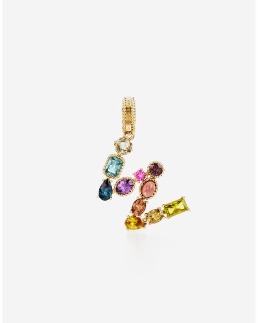 Dolce & Gabbana White Charm W Lettering 18-Carat And Multicolored Gems