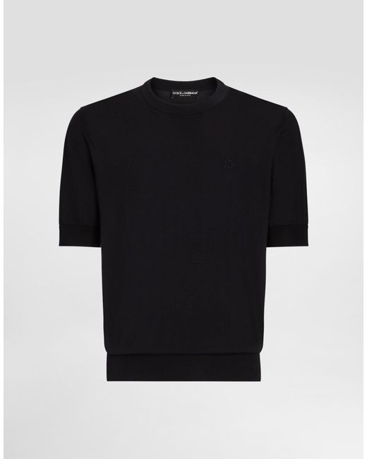 メンズ Dolce & Gabbana Dgエンブロイダリー シルク ラウンドネック セーター Black