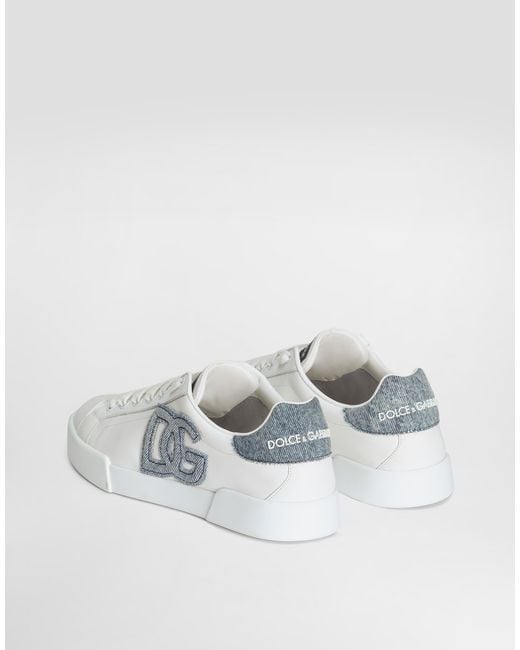 Dolce & Gabbana White Calfskin Portofino Light Sneakers