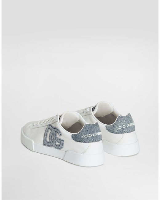 Dolce & Gabbana White Calfskin Portofino Light Sneakers