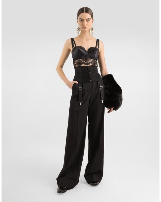 Dolce & Gabbana Black Flared Woolen Pants